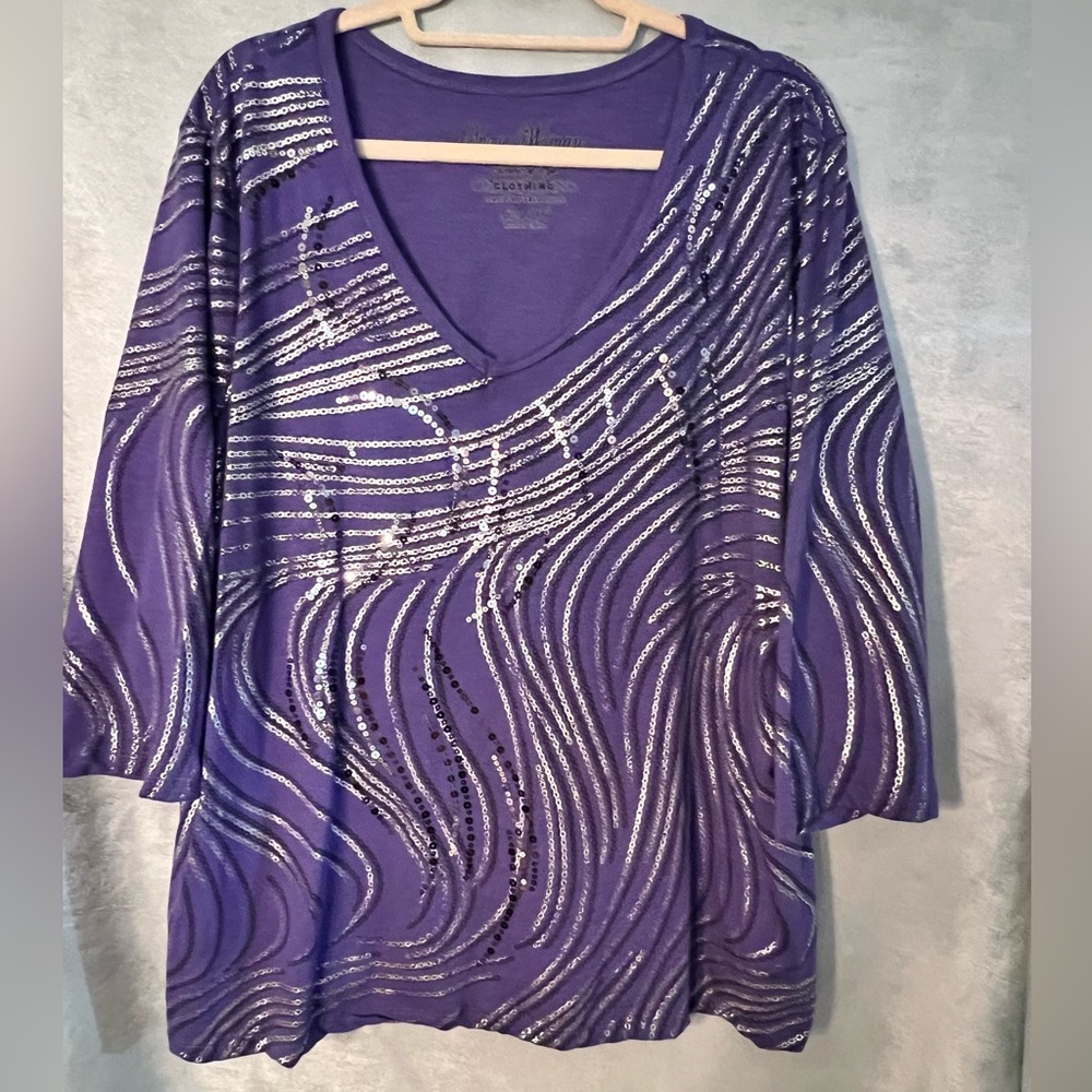 Onque Woman Top 3X Purple and sequins